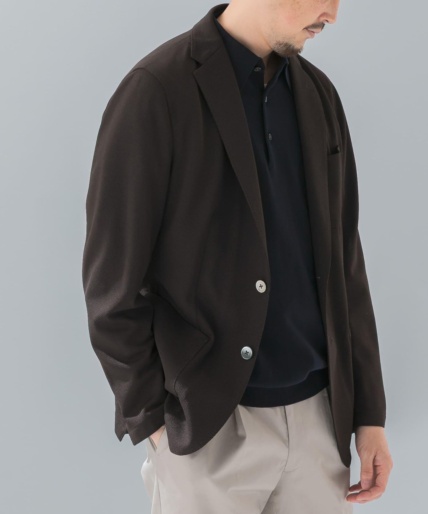 「易護理/速幹」LIFE STYLE TAILOR 混色針織休閒西裝外套