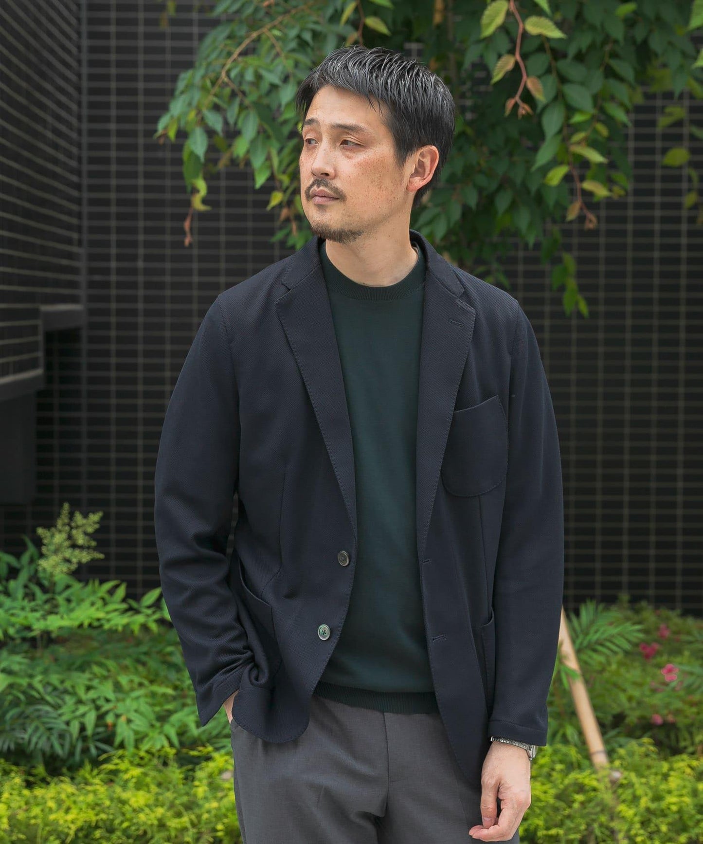 「易護理/速幹」LIFE STYLE TAILOR 混色針織休閒西裝外套
