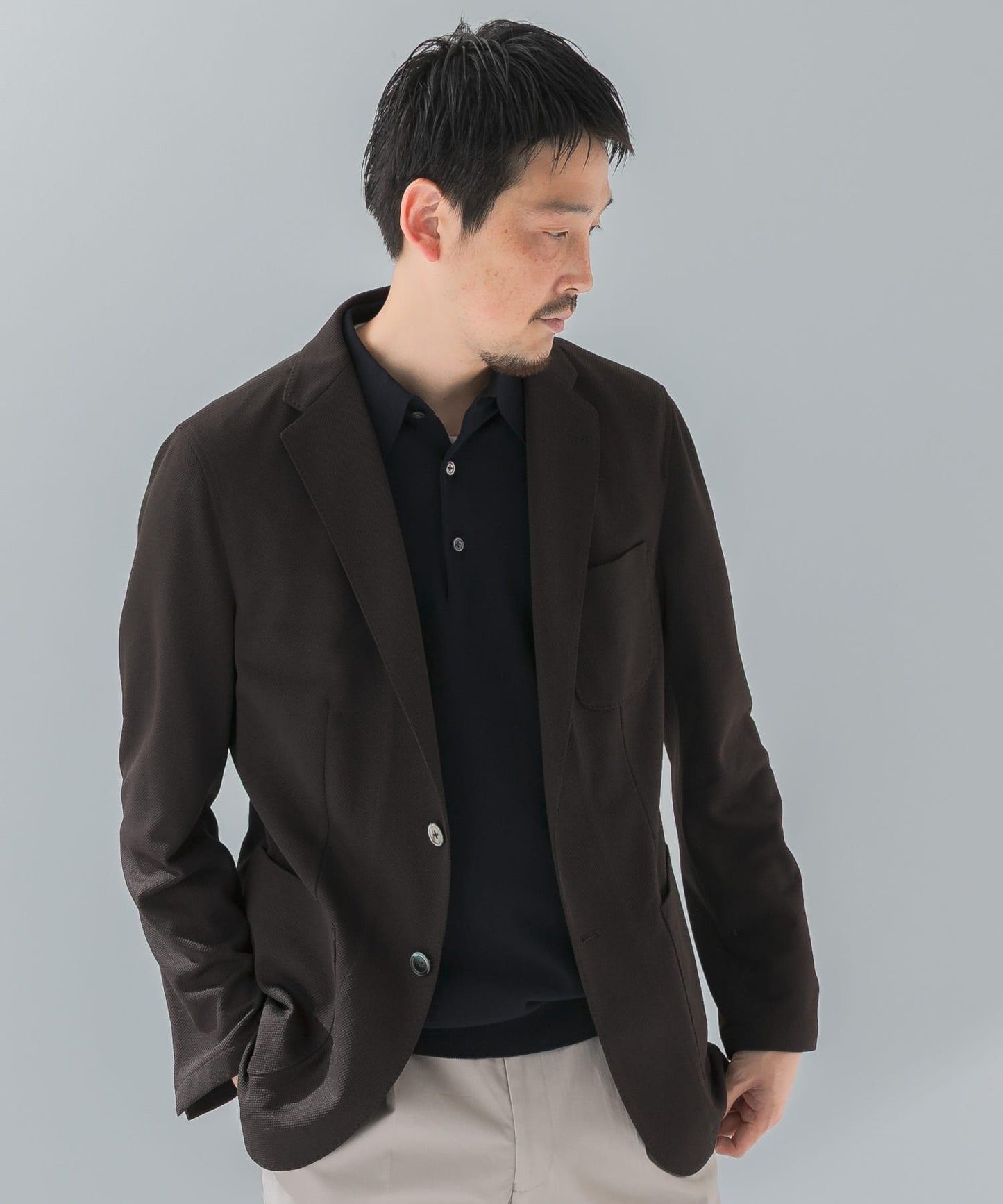 「易護理/速幹」LIFE STYLE TAILOR 混色針織休閒西裝外套