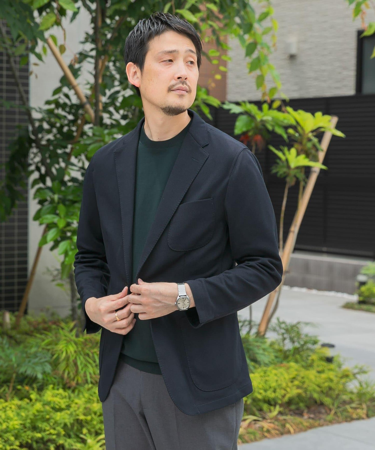 「易護理/速幹」LIFE STYLE TAILOR 混色針織休閒西裝外套