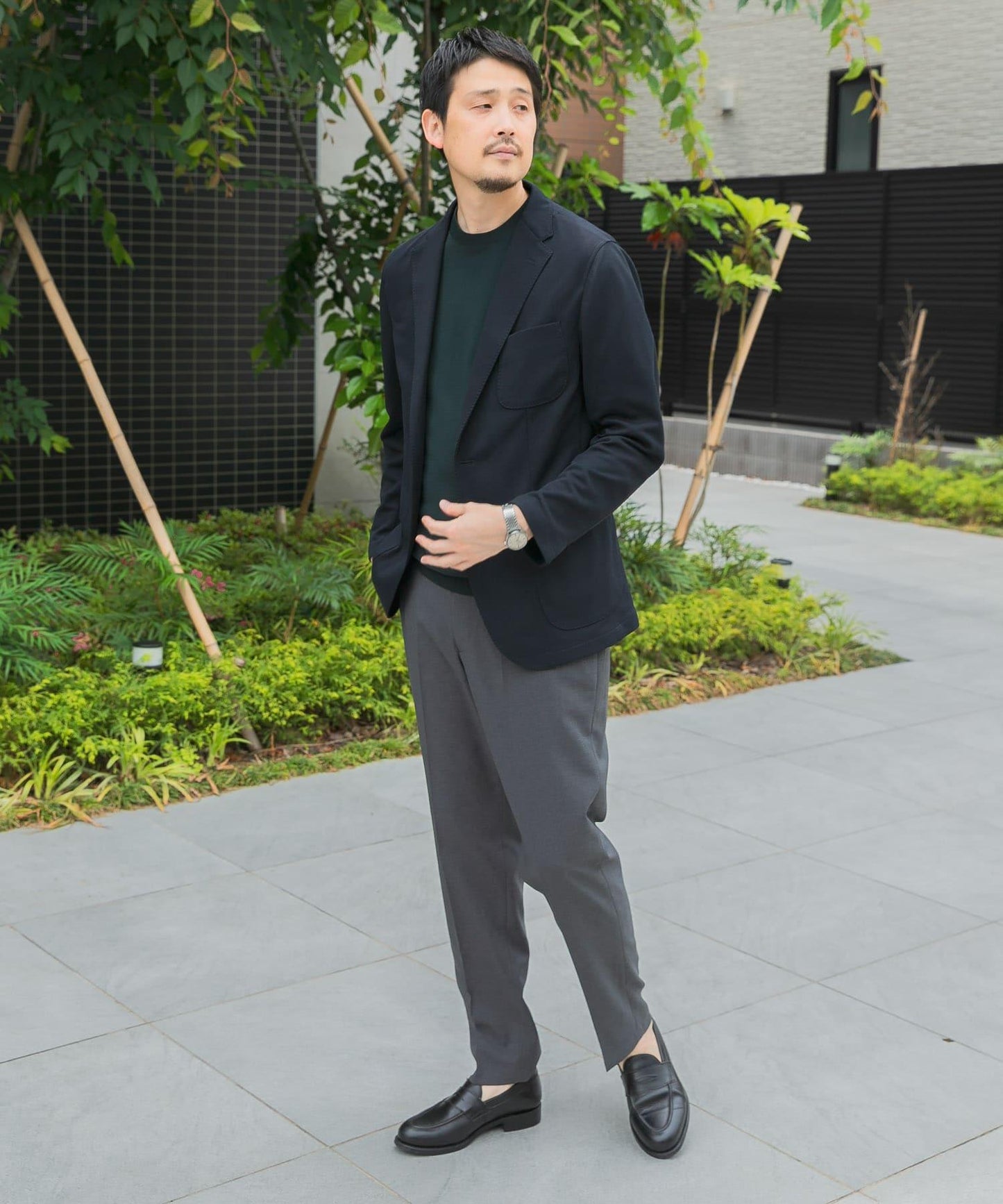 「易護理/速幹」LIFE STYLE TAILOR 混色針織休閒西裝外套