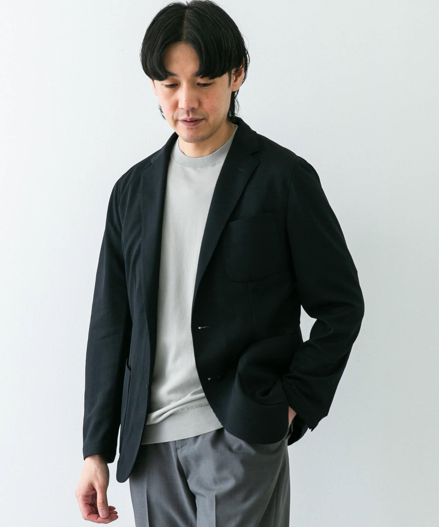 「易護理/速幹」LIFE STYLE TAILOR 混色針織休閒西裝外套