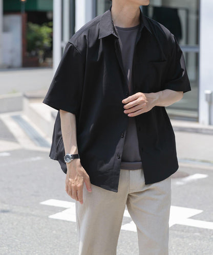 縐紗常規領短袖襯衫