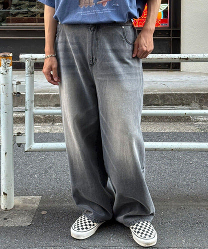 超大鬆緊牛仔褲