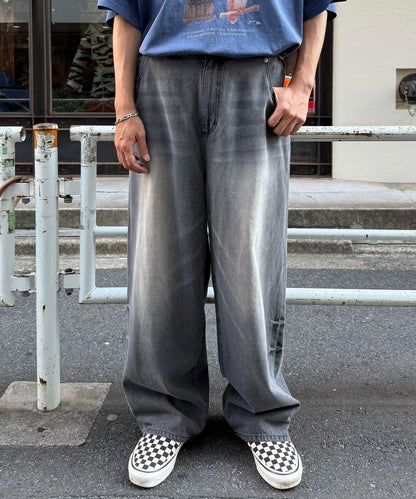 超大鬆緊牛仔褲