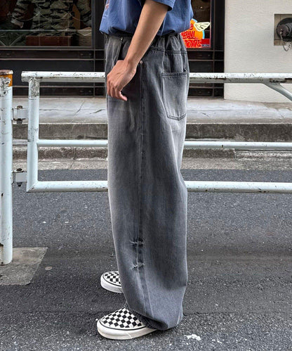 超大鬆緊牛仔褲