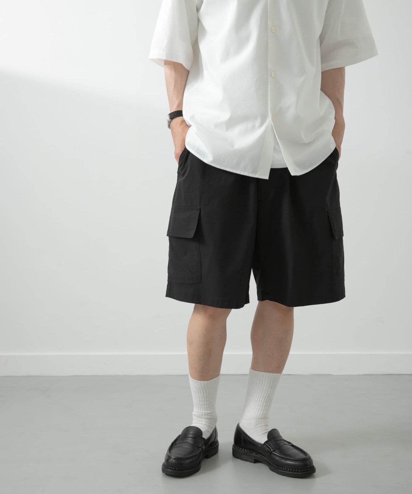 鬆緊腰休閒工裝短褲