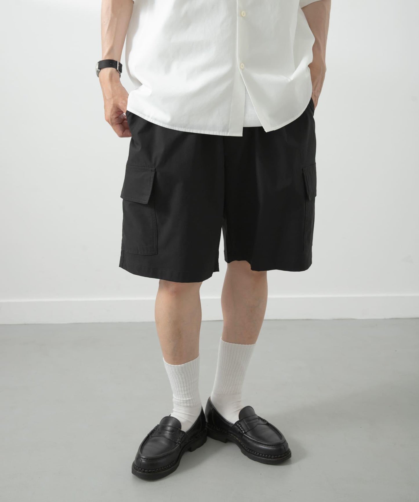 鬆緊腰休閒工裝短褲