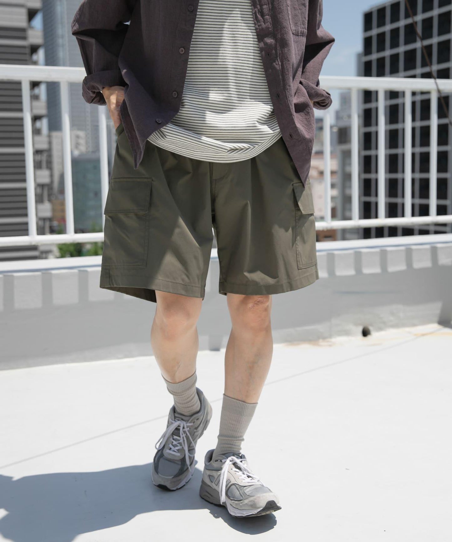 鬆緊腰休閒工裝短褲