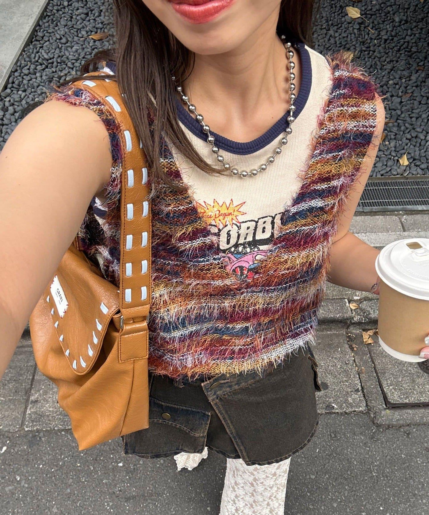 【前後2WAY】混紡絨毛針織馬甲