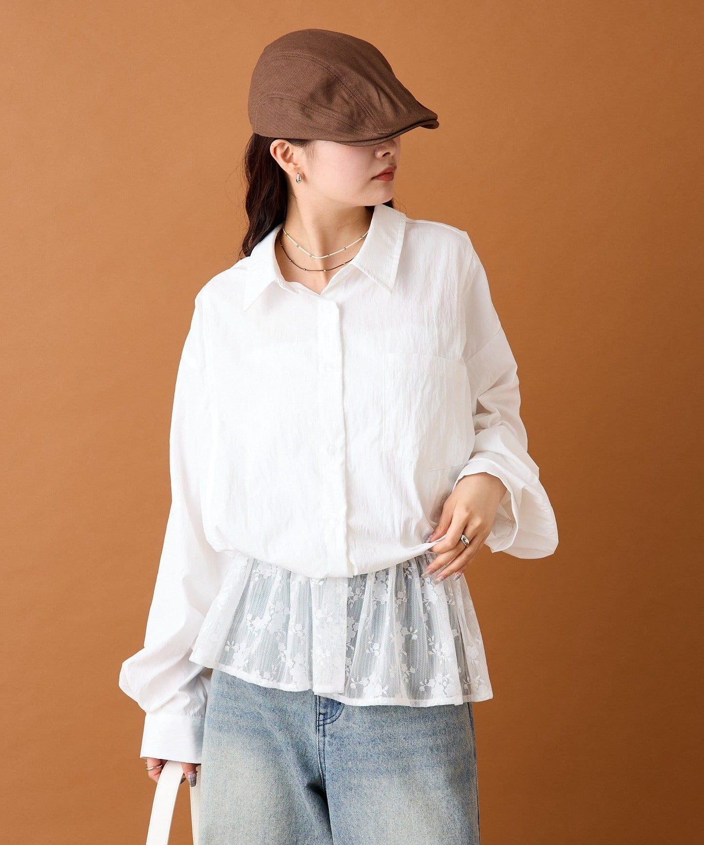 【mystic】蕾絲拼接襯衫