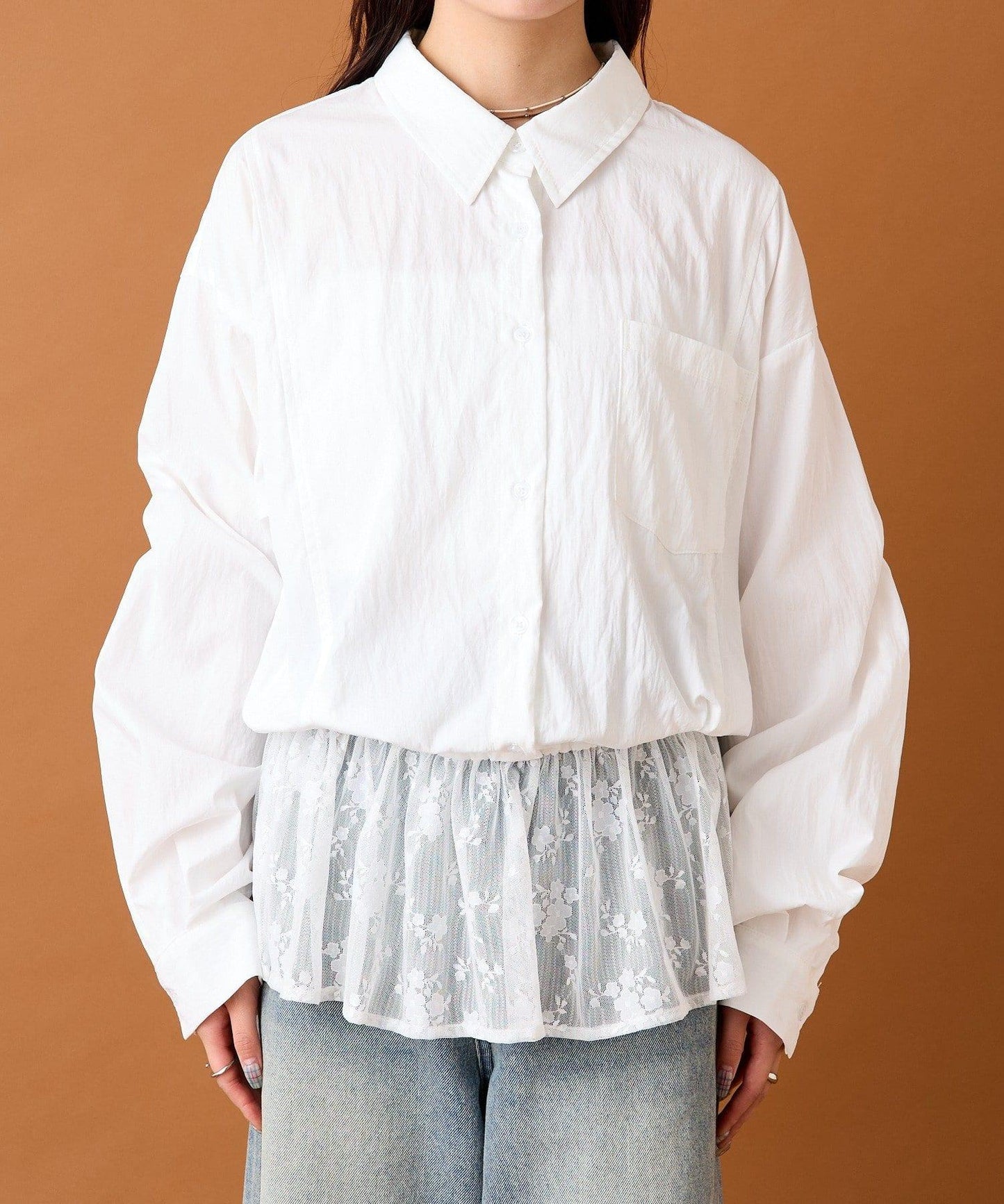 【mystic】蕾絲拼接襯衫