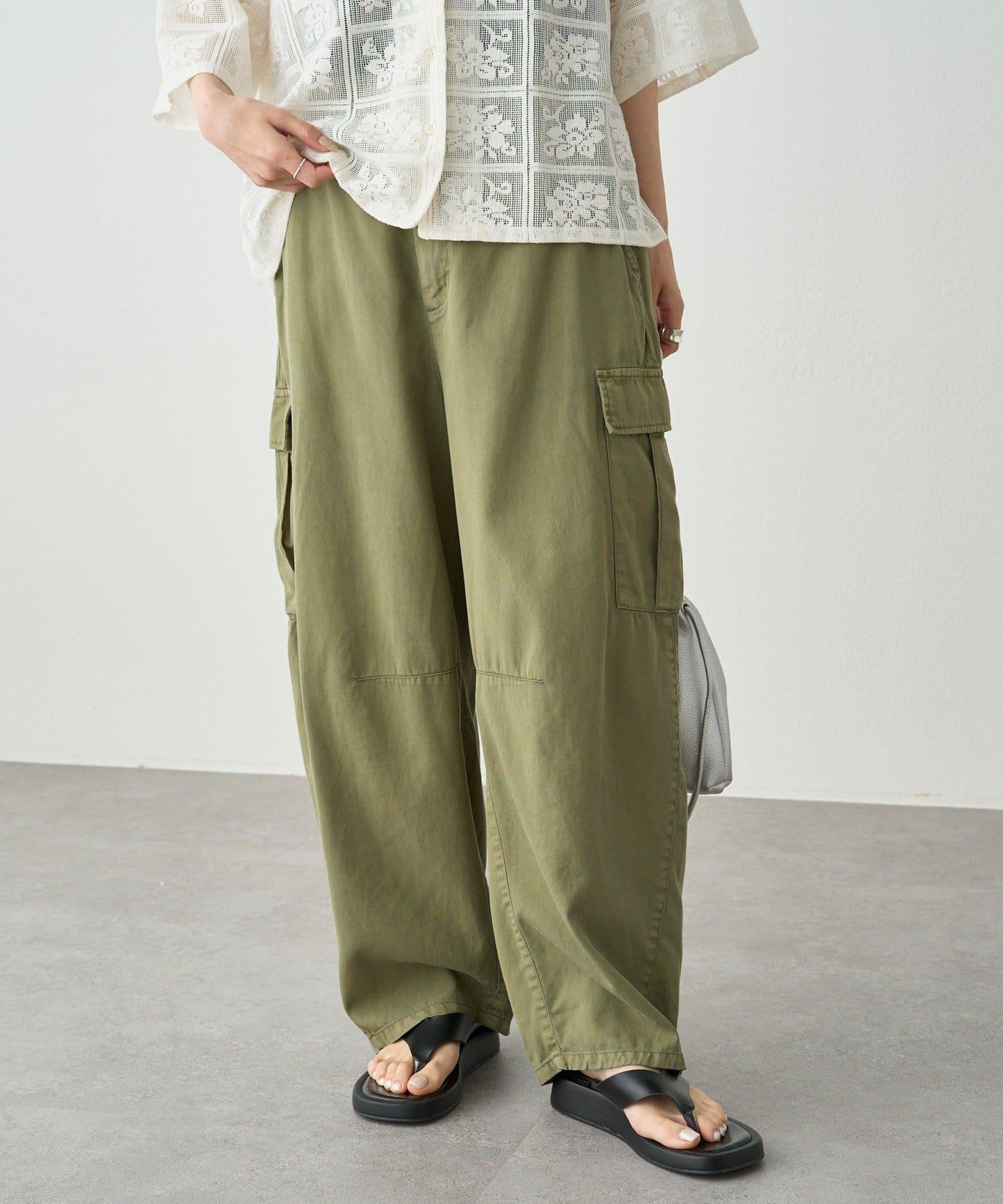 曲線剪裁工裝褲