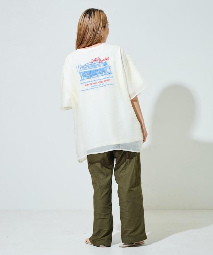 歐根紗 × T恤 背部刺繡 短袖 T恤