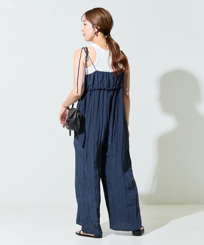 水洗處理 褶邊 增厚 揹帶褲