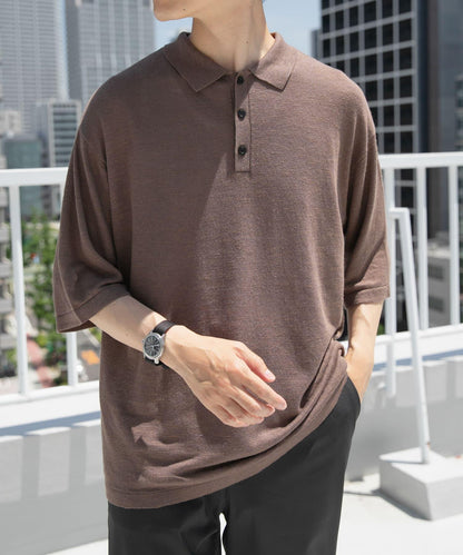 人造絲亞麻短袖針織POLO衫