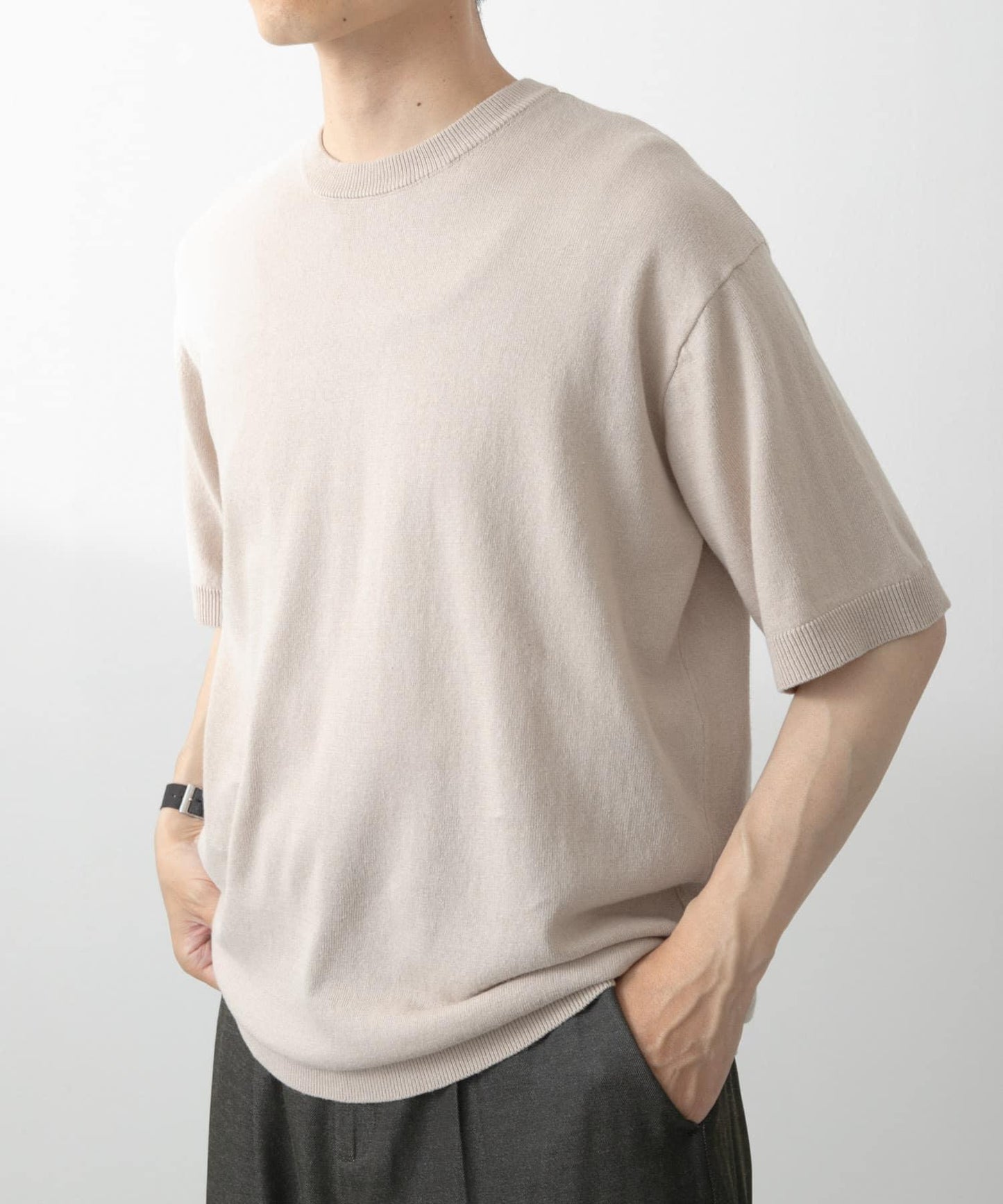 棉麻圓領夏季針織衫
