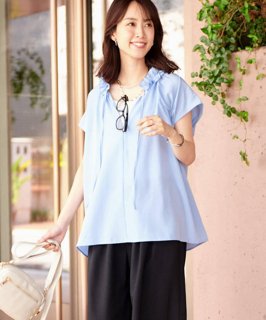 《全方向大人女性感◎》纖維綢緞荷葉邊襯衫