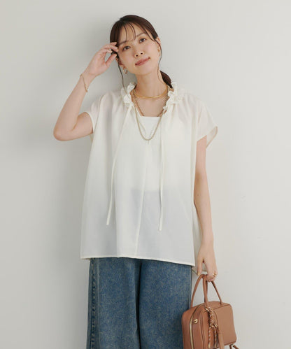 《全方向大人女性感◎》纖維綢緞荷葉邊襯衫