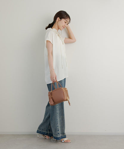 《全方向大人女性感◎》纖維綢緞荷葉邊襯衫