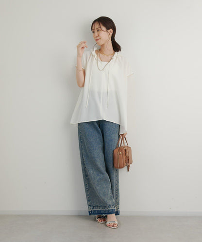《全方向大人女性感◎》纖維綢緞荷葉邊襯衫