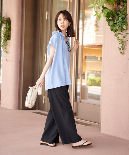 《全方向大人女性感◎》纖維綢緞荷葉邊襯衫