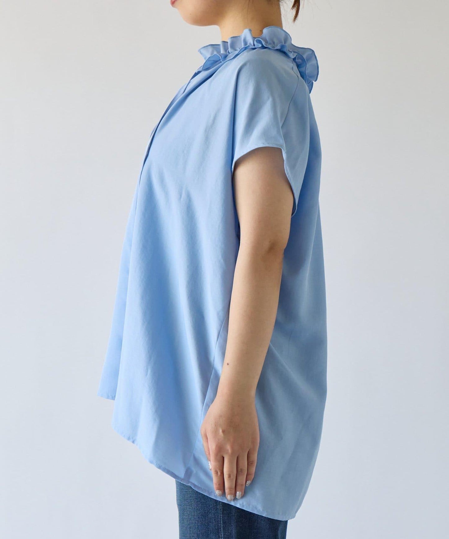 《全方向大人女性感◎》纖維綢緞荷葉邊襯衫