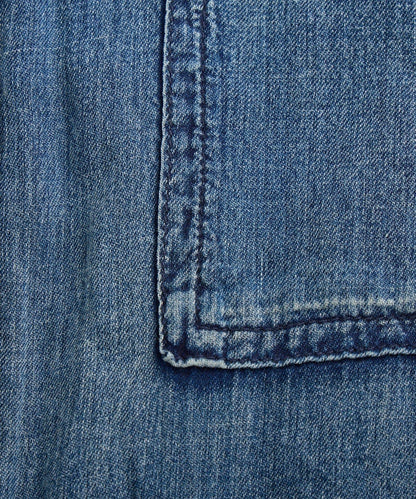 《100%棉・成人休閒風格》牛仔風深褶襯衫