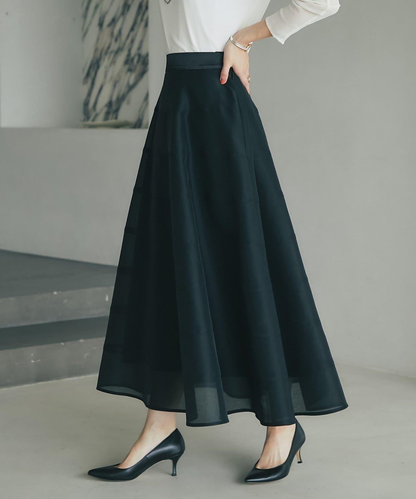 【La boutique BonBon】透視拼接圓擺半身裙