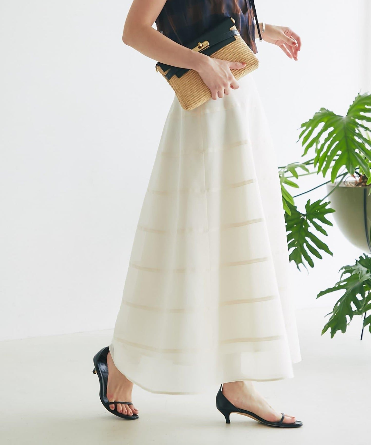 【La boutique BonBon】透視拼接圓擺半身裙