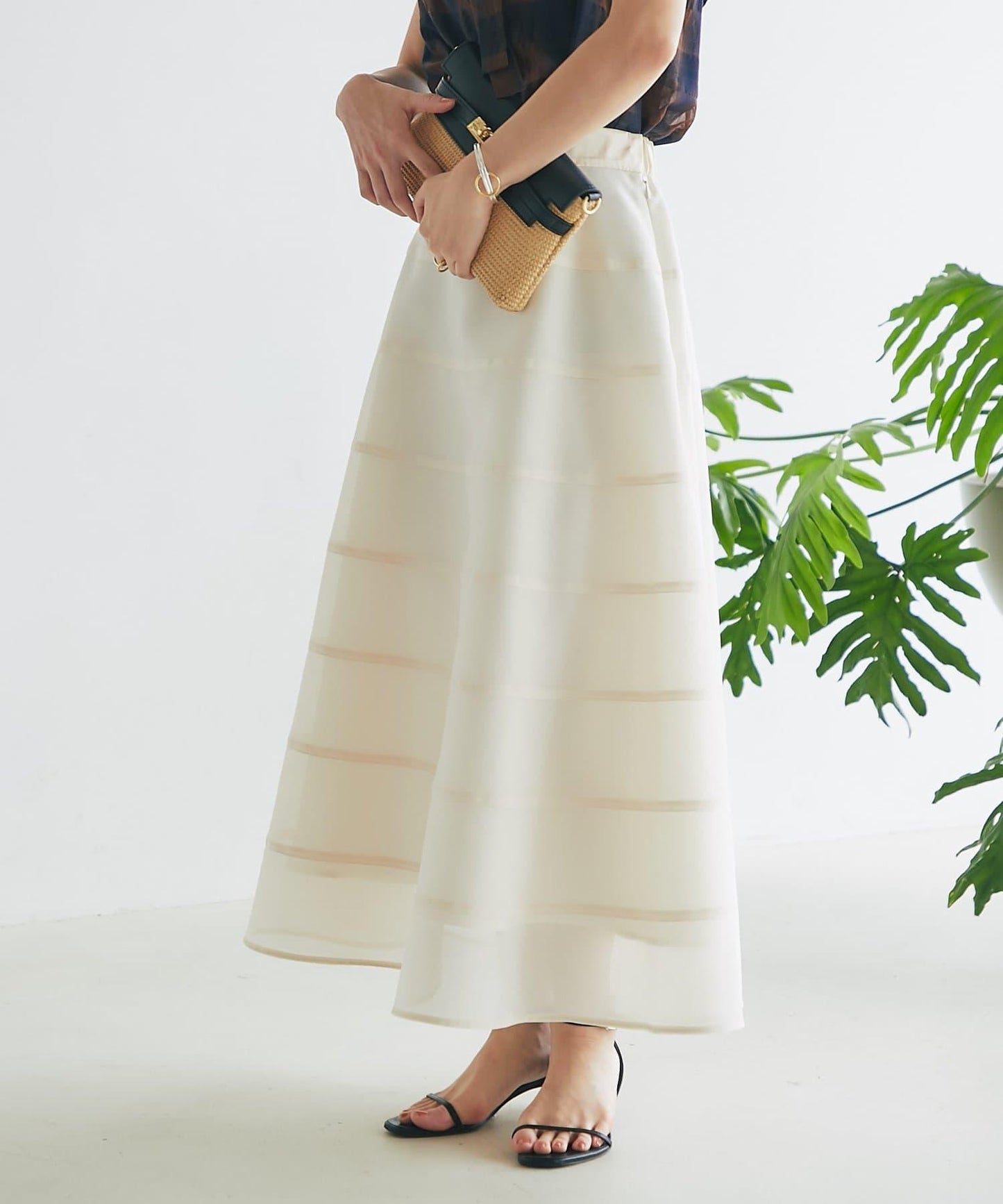 【La boutique BonBon】透視拼接圓擺半身裙