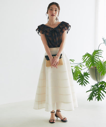 【La boutique BonBon】透視拼接圓擺半身裙