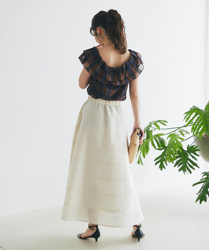 【La boutique BonBon】透視拼接圓擺半身裙