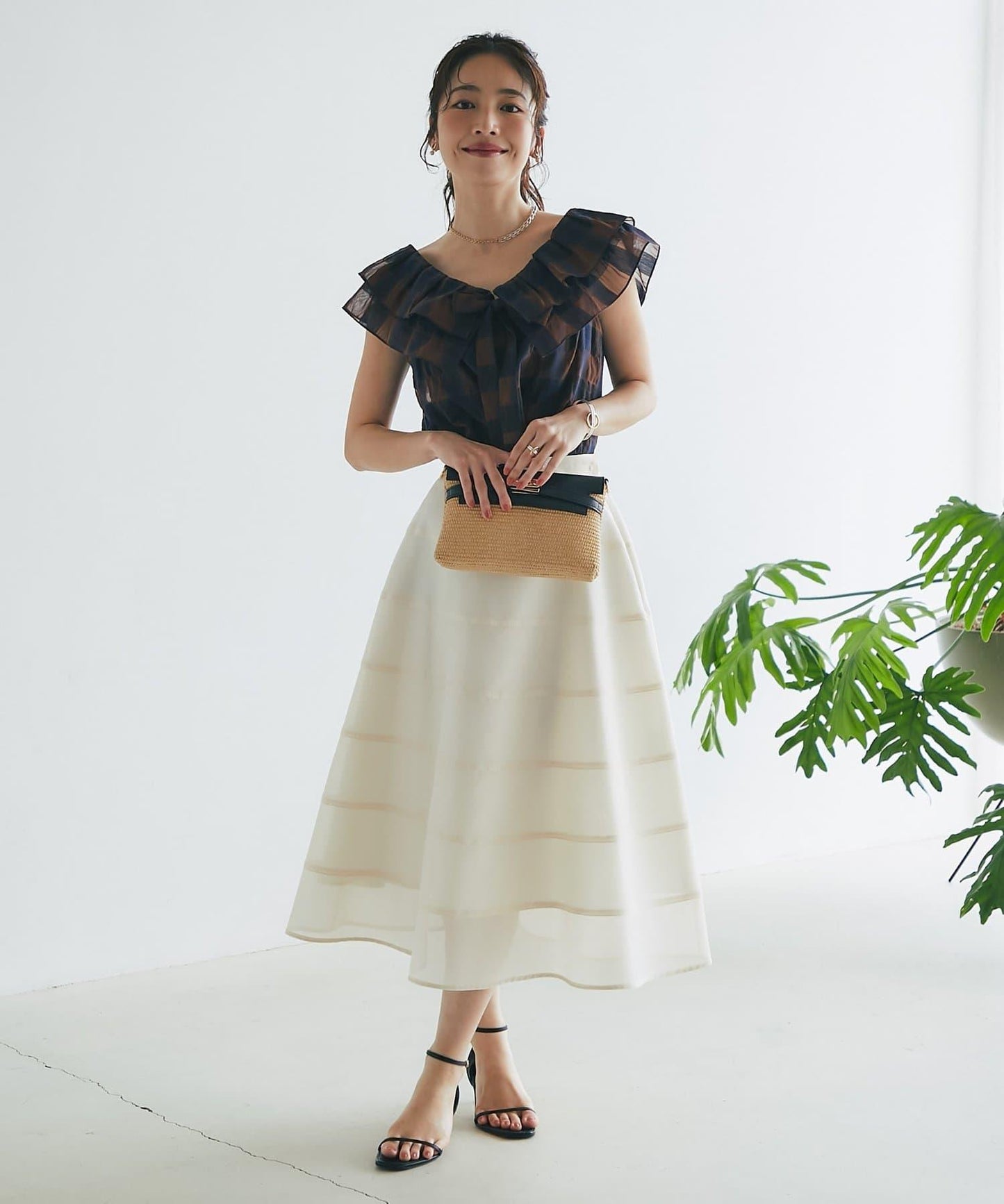 【La boutique BonBon】透視拼接圓擺半身裙