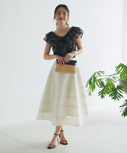 【La boutique BonBon】透視拼接圓擺半身裙