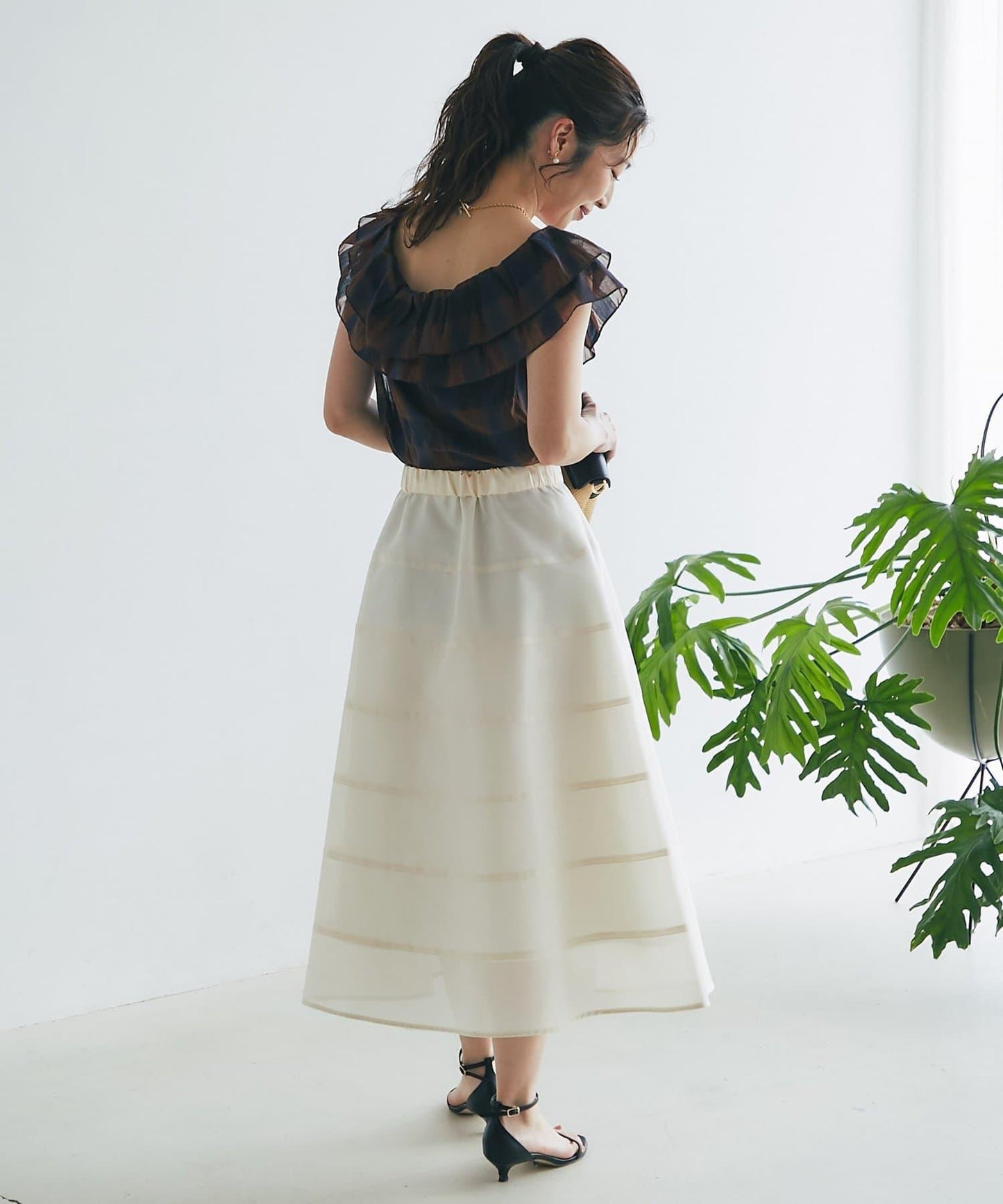 【La boutique BonBon】透視拼接圓擺半身裙