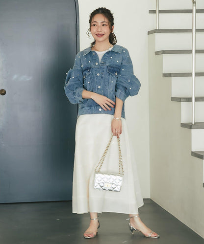 【La boutique BonBon】透視拼接圓擺半身裙