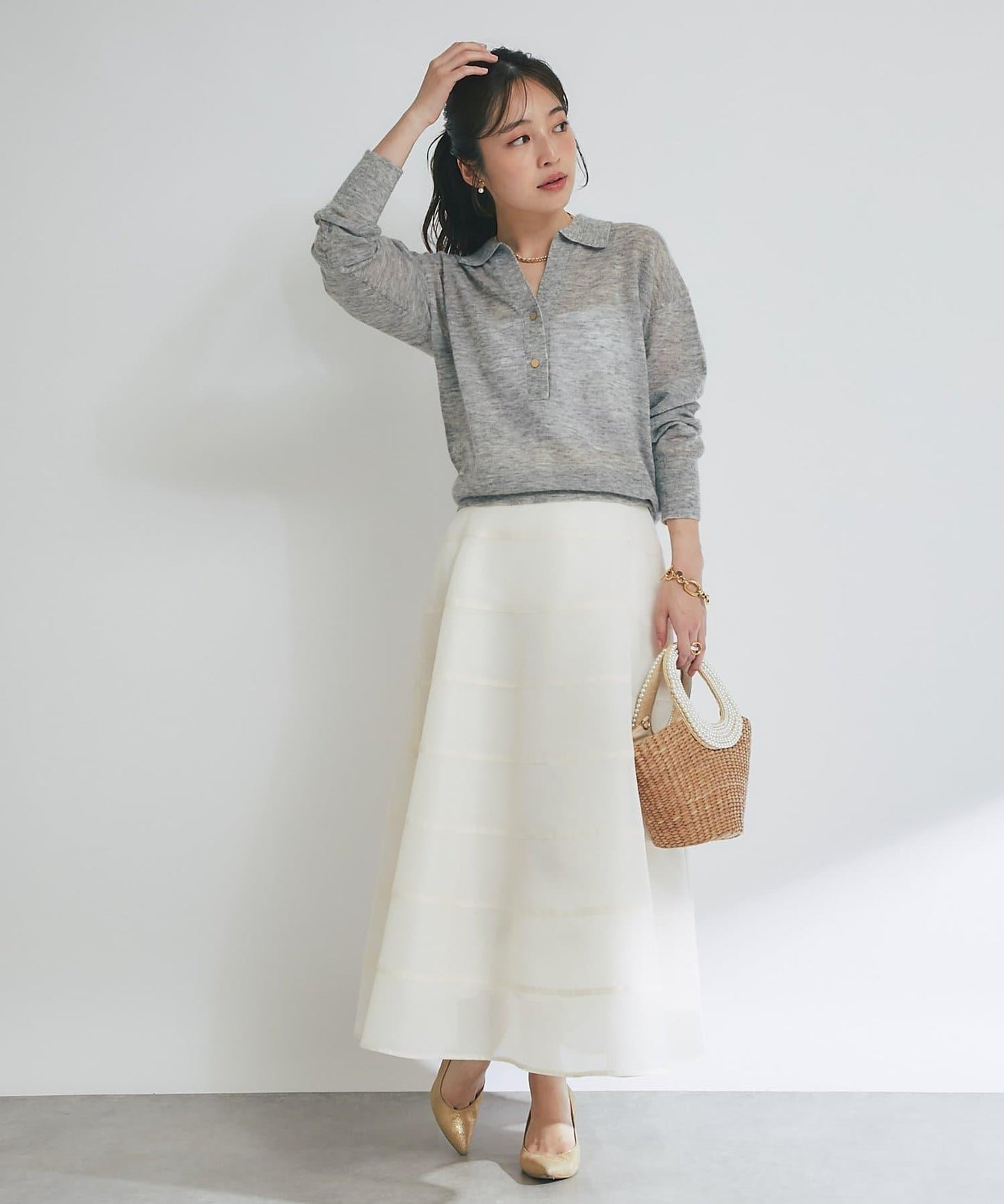 【La boutique BonBon】透視拼接圓擺半身裙