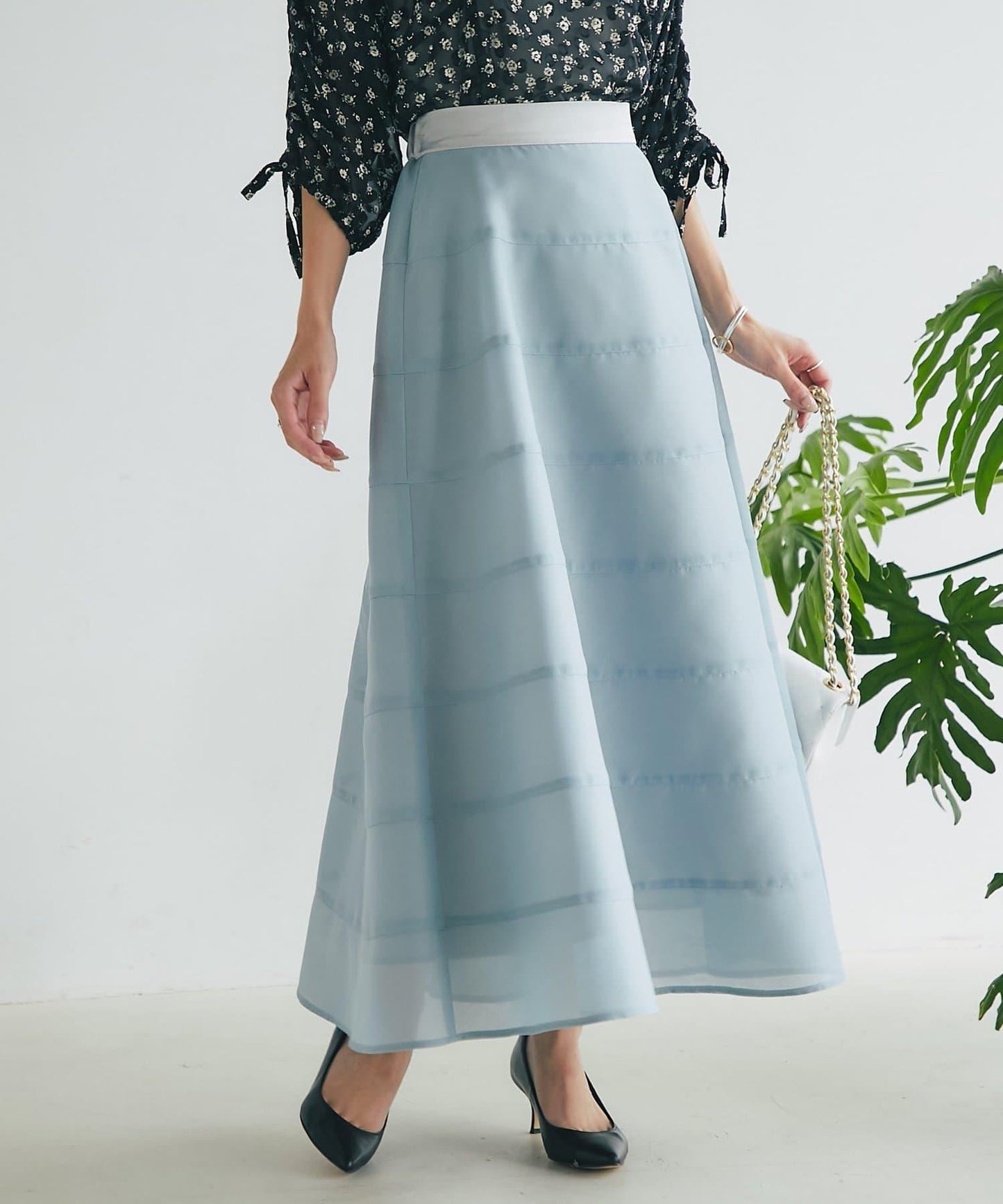 【La boutique BonBon】透視拼接圓擺半身裙