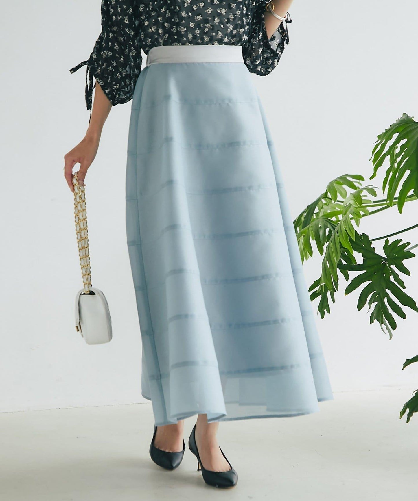 【La boutique BonBon】透視拼接圓擺半身裙