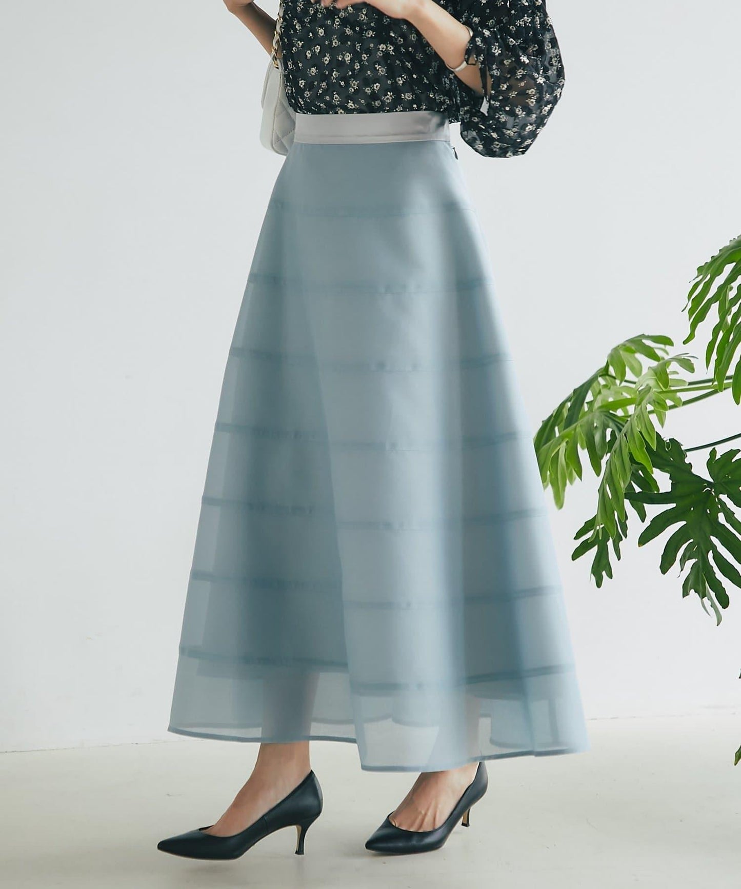 【La boutique BonBon】透視拼接圓擺半身裙