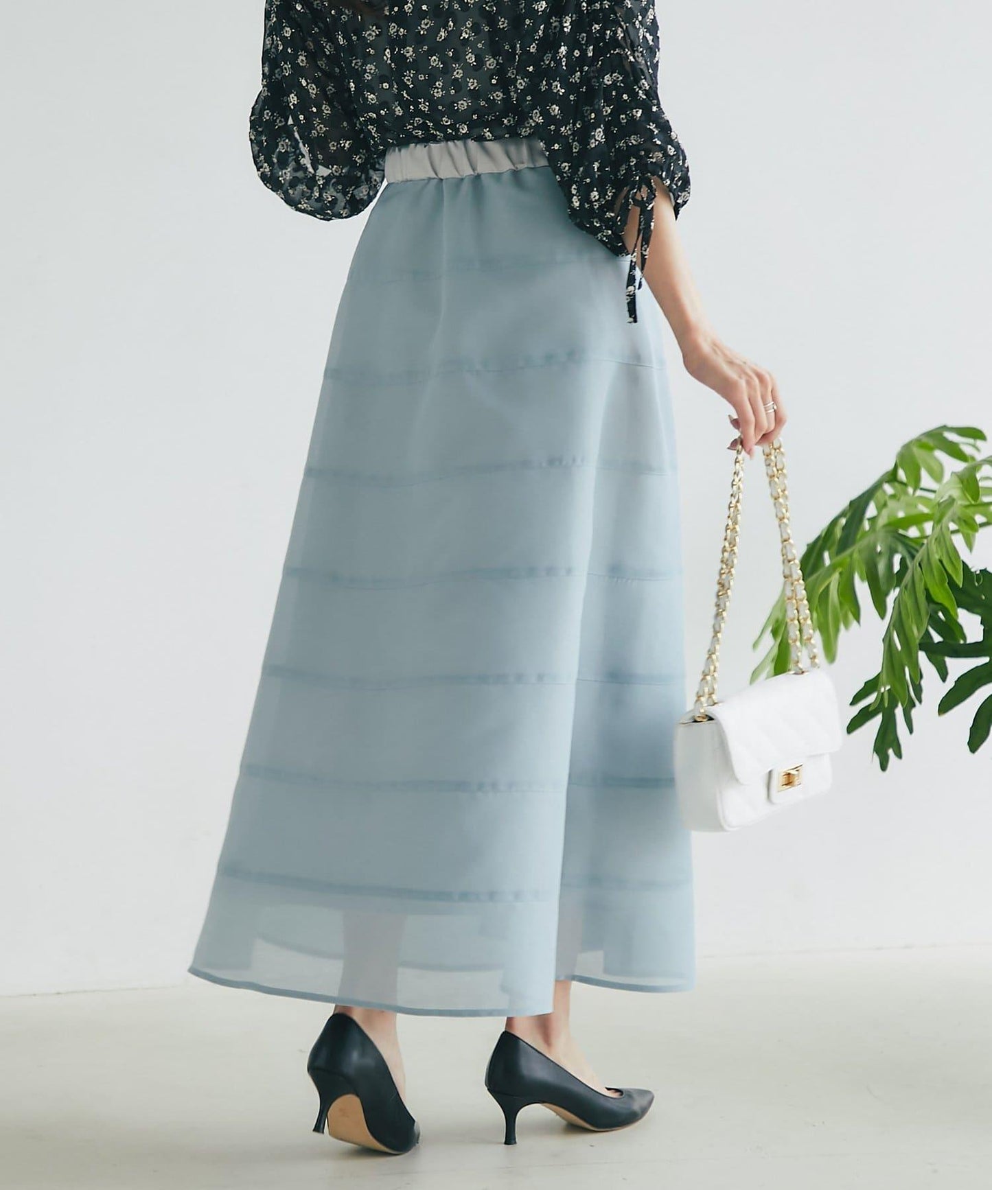 【La boutique BonBon】透視拼接圓擺半身裙