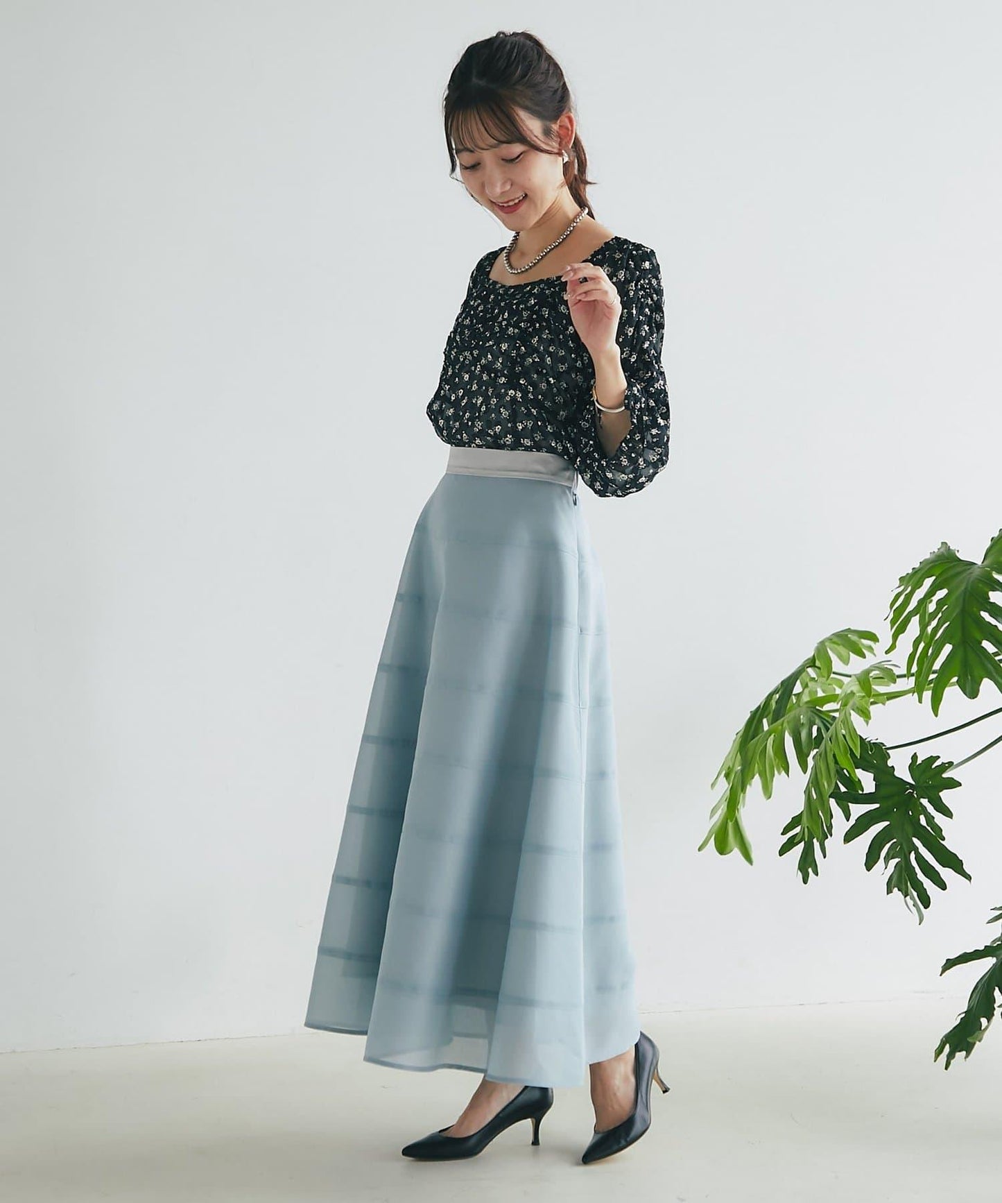 【La boutique BonBon】透視拼接圓擺半身裙