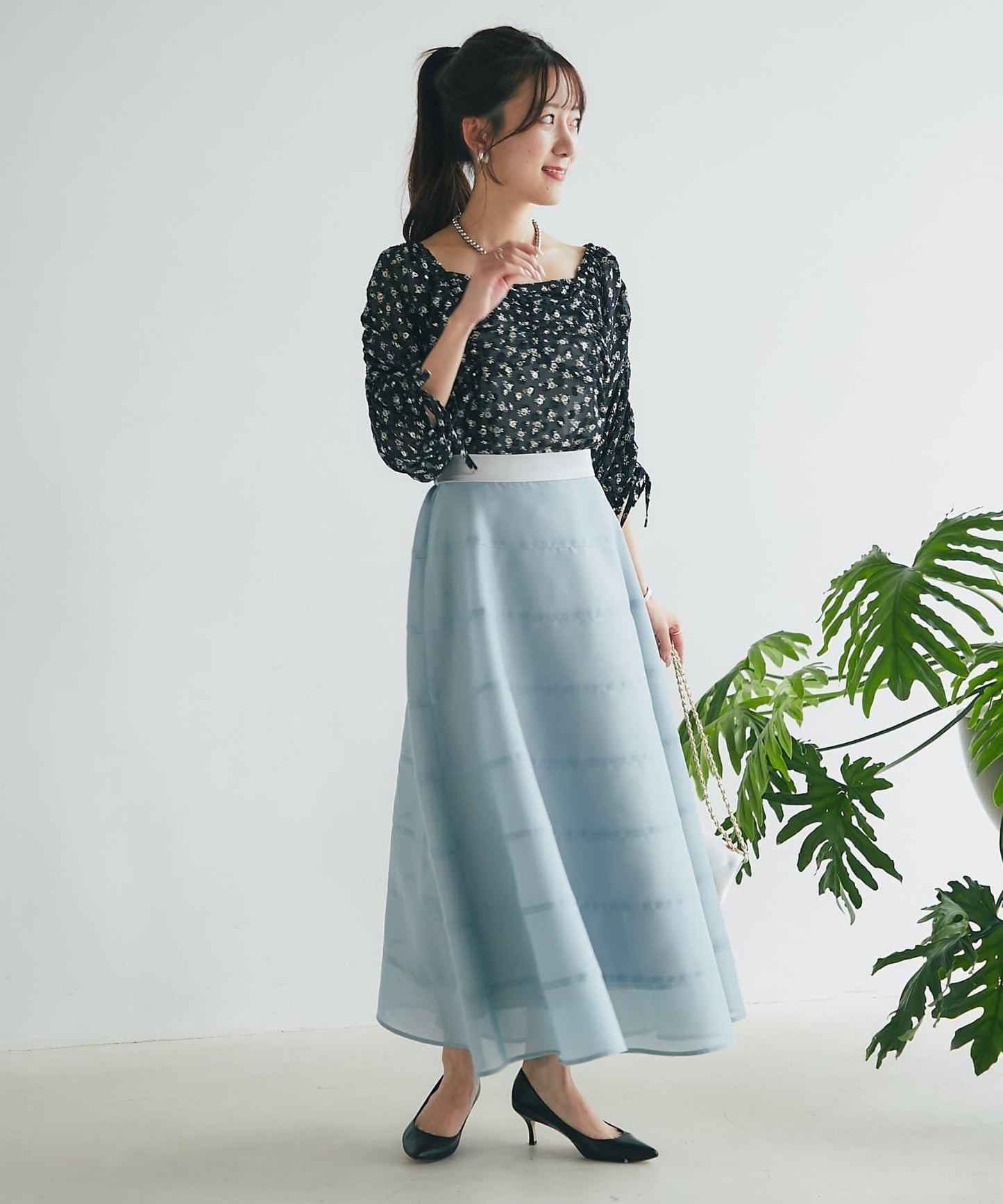 【La boutique BonBon】透視拼接圓擺半身裙