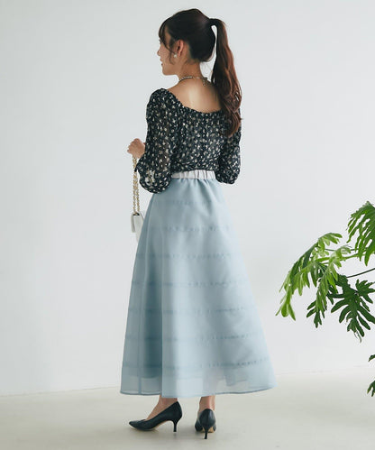 【La boutique BonBon】透視拼接圓擺半身裙