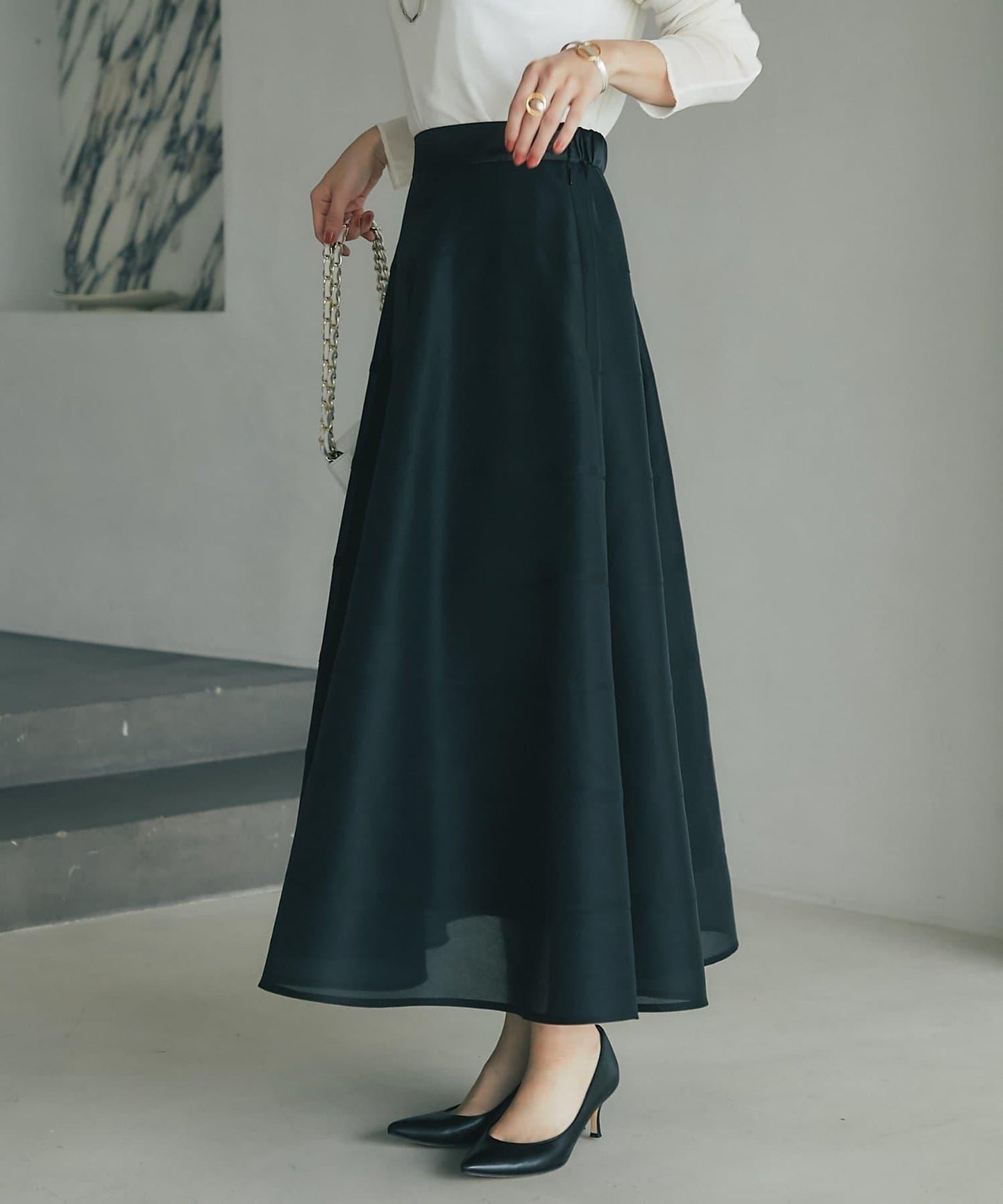 【La boutique BonBon】透視拼接圓擺半身裙