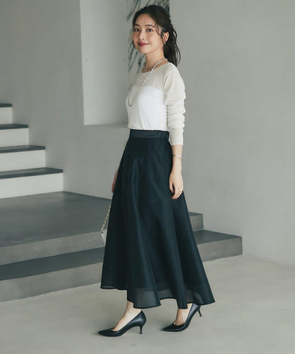 【La boutique BonBon】透視拼接圓擺半身裙