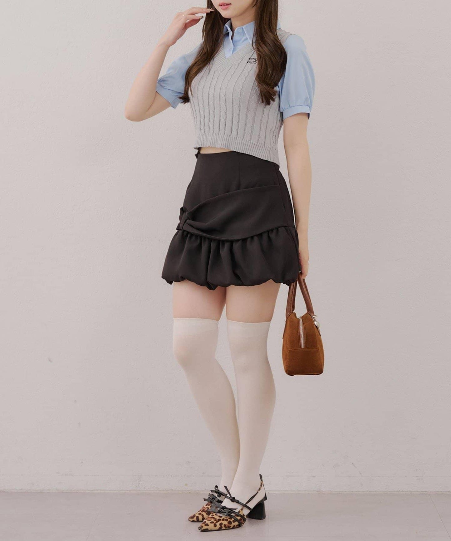對接線編織衫