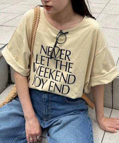 絨布標誌印花短袖oversize T 恤