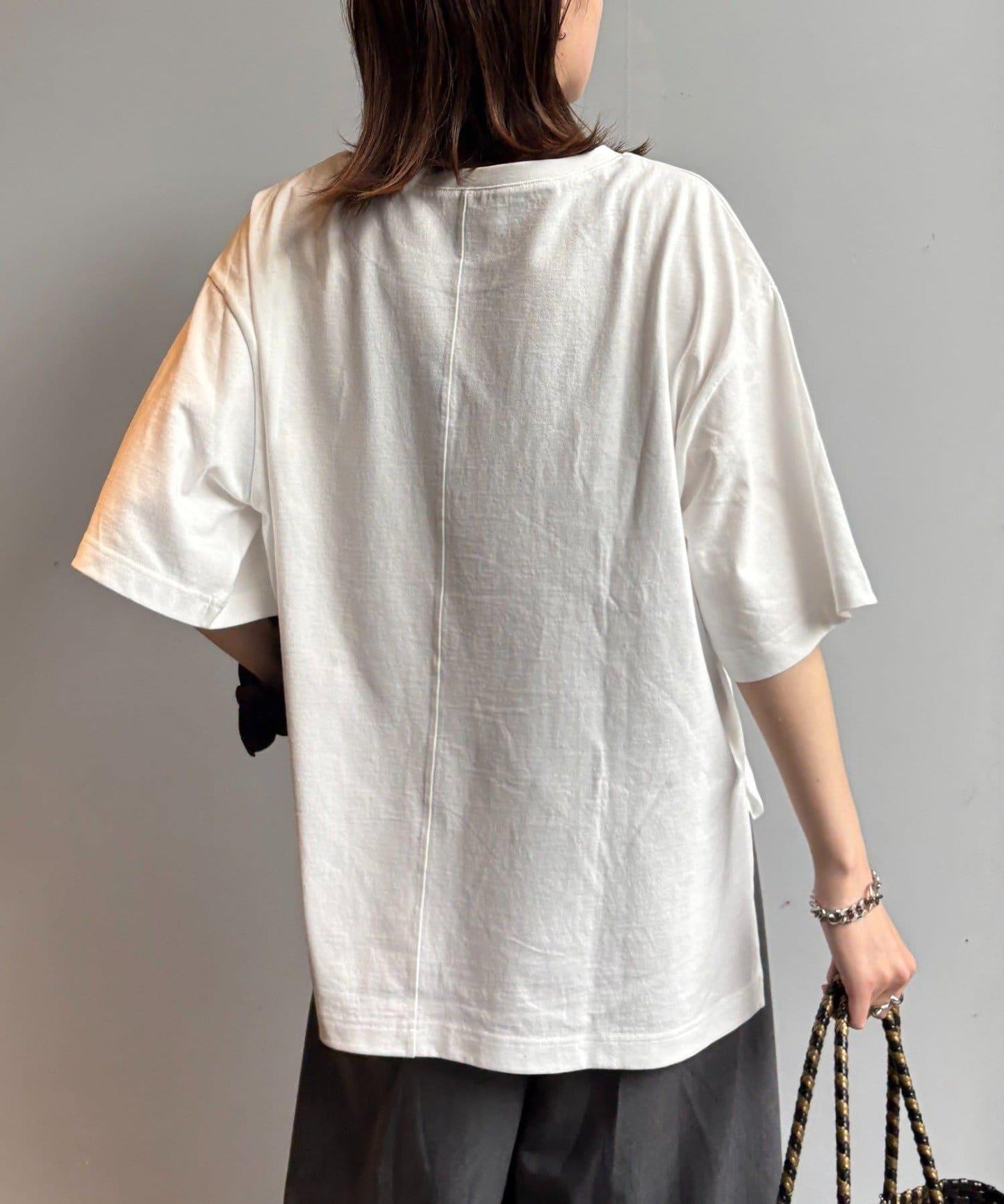 絨布標誌印花短袖oversize T 恤